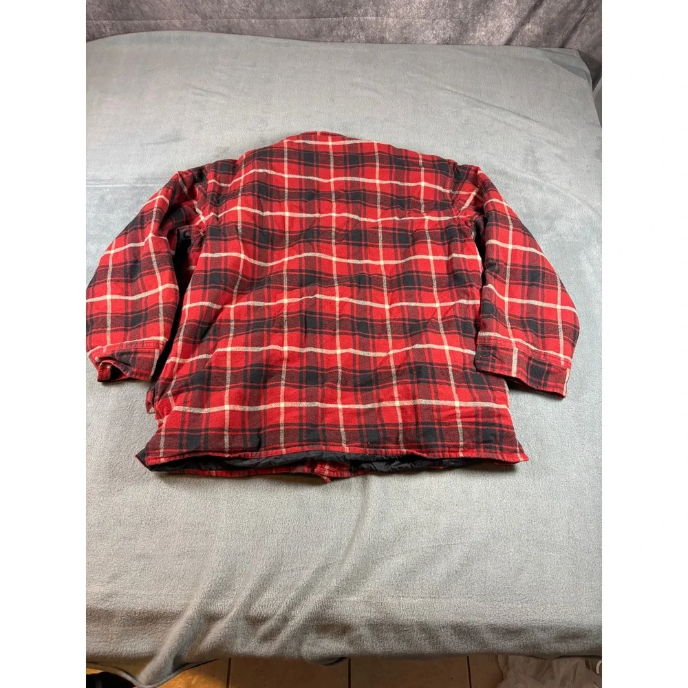 Levis Red Tab Men Medium Quilted Flannel Shirt Jacket Red Black Plaid 61020-7001